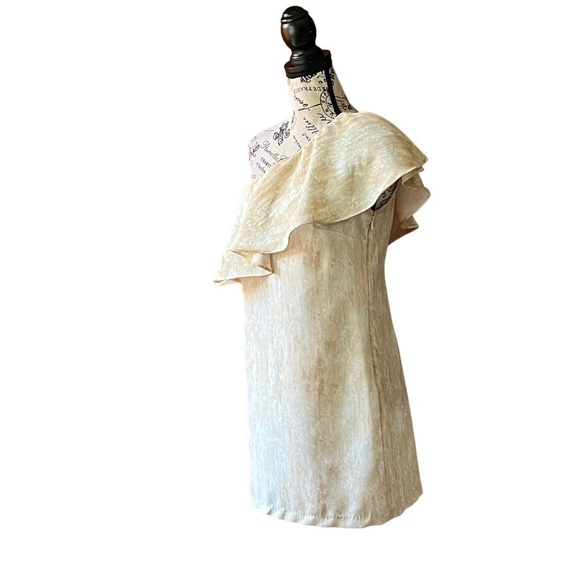 BCBG Generation womens One Shoulder Flounce mini Dress  Cognac Size 8 - Picture 2 of 9